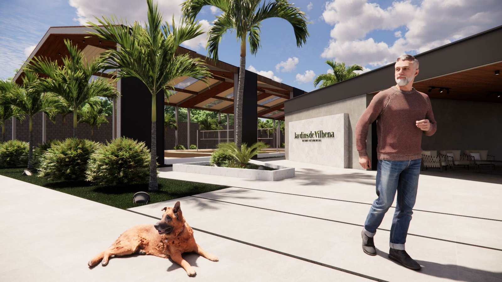 Praça pet place com área para passeio e descanso